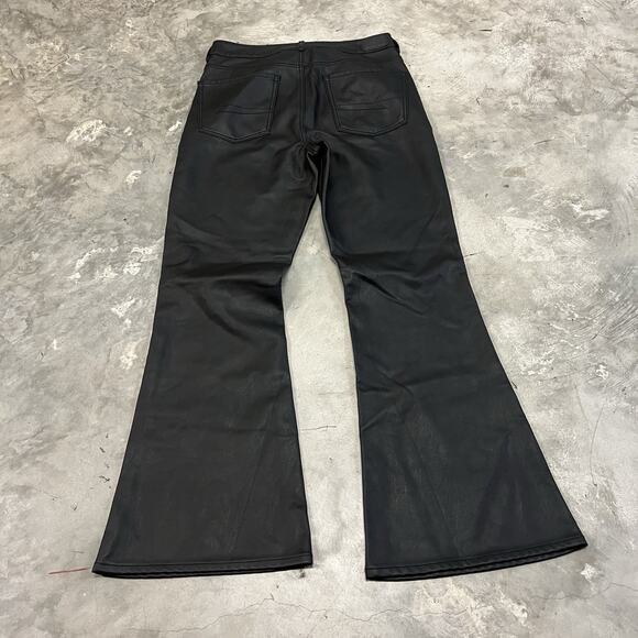 American Eagle Stretch Super Hi Rise Flare Faux Leather Pants Women's 12 Regular - Picture 6 of 8